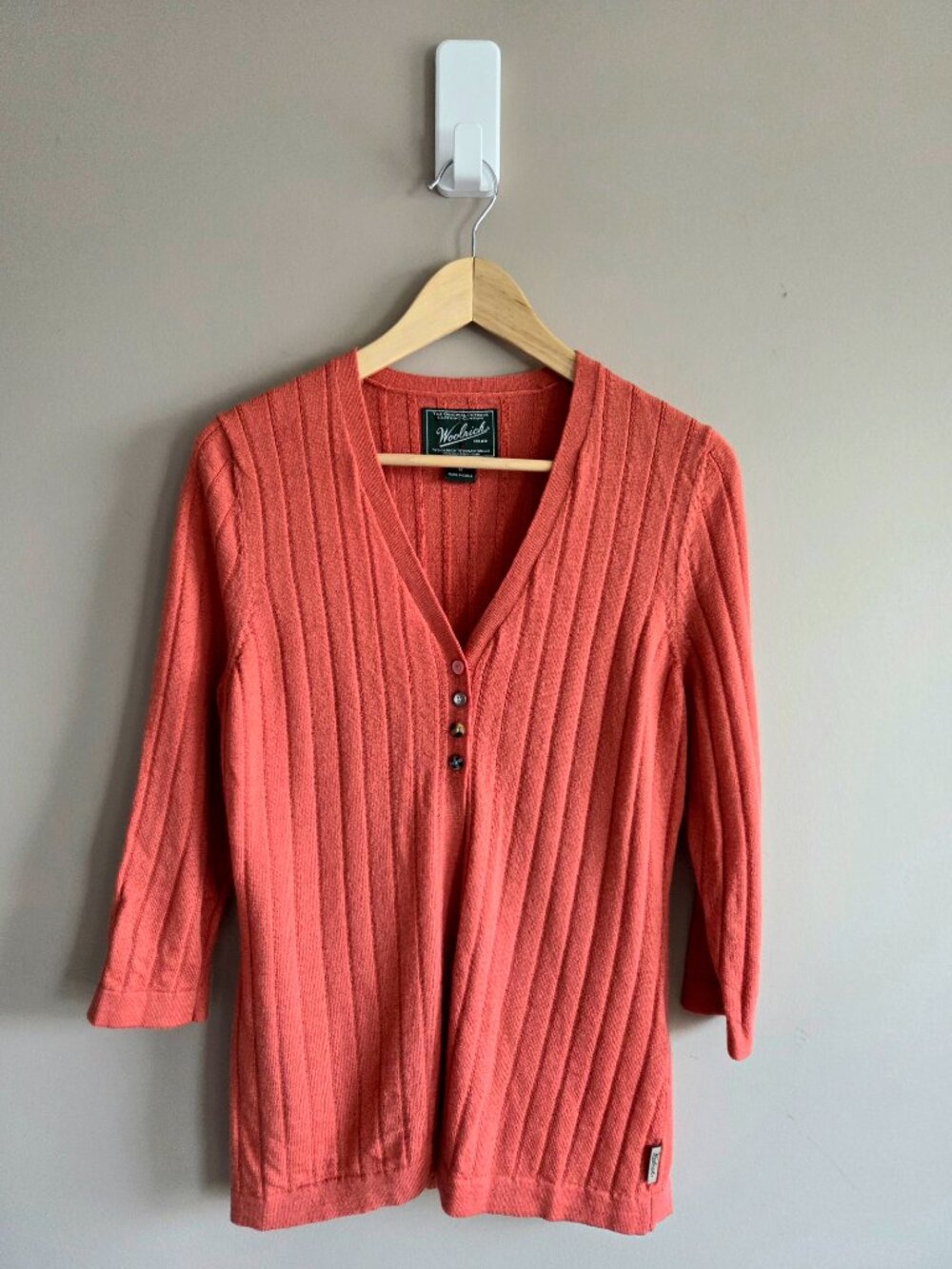 Woolrich 100% Merino Wool Ornge/Red Cardigan